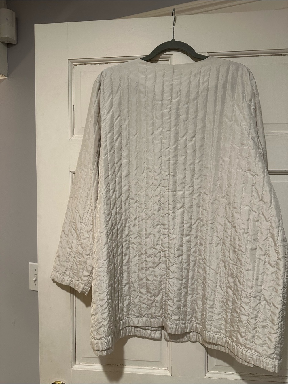 Eileen Fisher Quilted Collarless Silk Jacket in Ivory - Picture 6 of 6